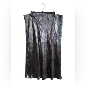 NWT LOFT Shimmering Silver / Black Maxi Skirt Size XXL
